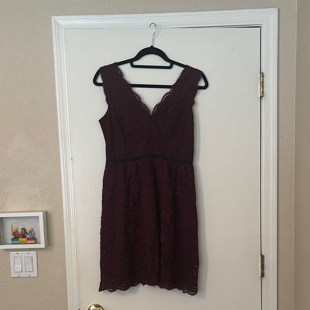 LOFT Red Sheath Sleeveless V-neck Midi Dress